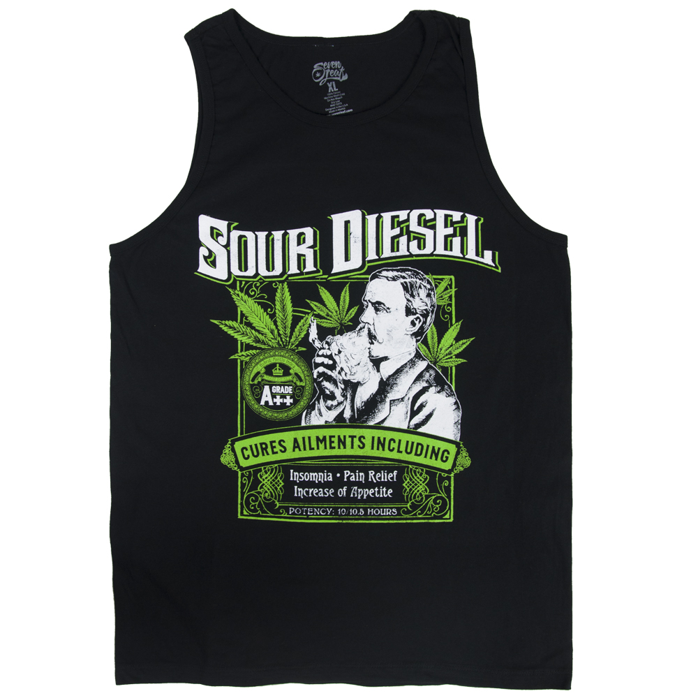 Leggen Onhandig duizelig Seven Leaf Sour Diesel Strain Black Tank Top - Men's | Sour Diesel  Marijuana Shirt