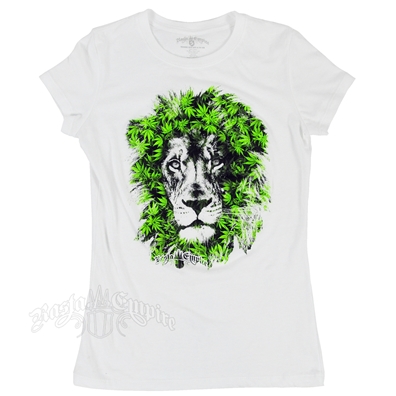 Seven Leaf Lion Marijuana Leaves White T-Shirt - Women's
