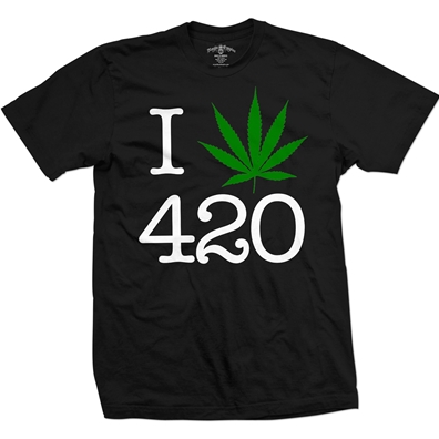 I Love 420 Pot Leaf Black T-Shirt – Men’s