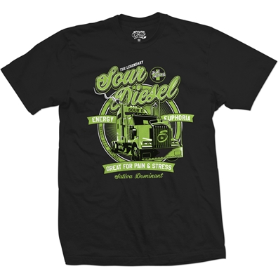 Seven Leaf Sour Diesel Cannabis Strain Black T-Shirt – Men’s
