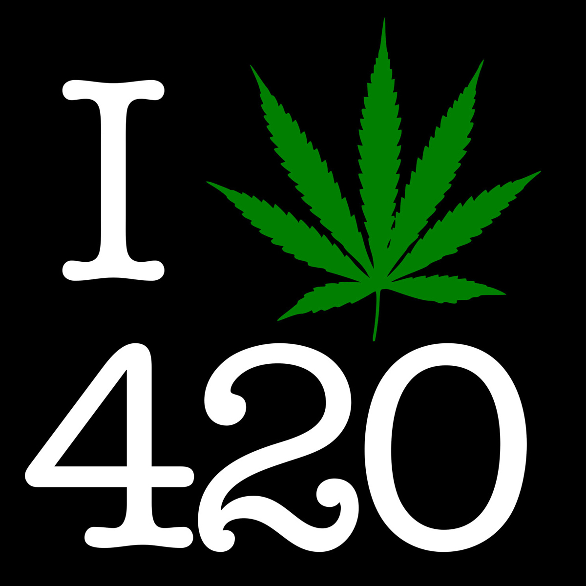 I Love 420 Pot Leaf Black TShirt Men’s