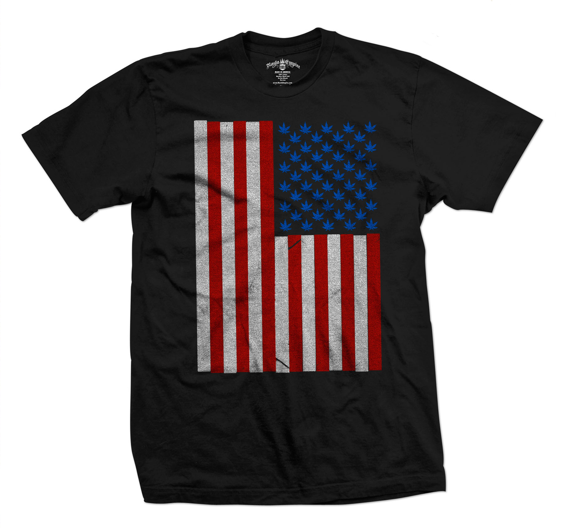Pot Leaf Stars American Flag Black T-Shirt – Men’s @ SevenLeaf.com